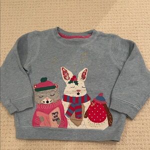 Mini Boden Gray Sweatshirt with Festive Animal Design